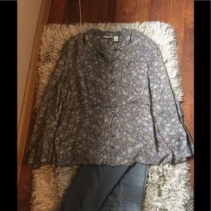 J Jill Button up tunic. XL gray/taupe print. Euc